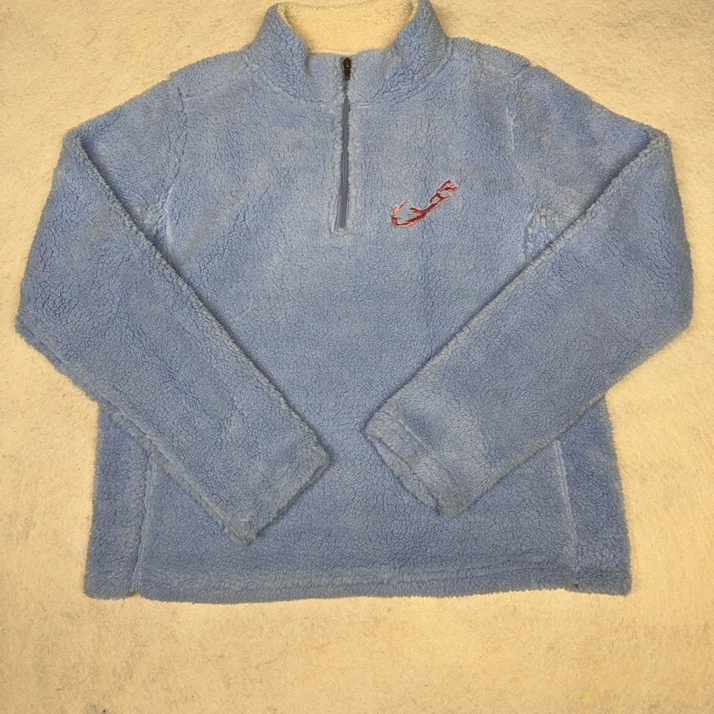 NWOT MV Sport Women’s Medium Pale Blue Bermuda 1/4 Zip Fleece Sweatshirt